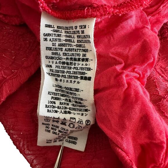 Free People Sundress WMNS 8 Red Lace Keyhole Cutout Mini Sleeveless Vintage Boho - Picture 8 of 13